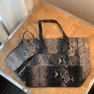 Liz Claiborne Black Snakeskin Tote